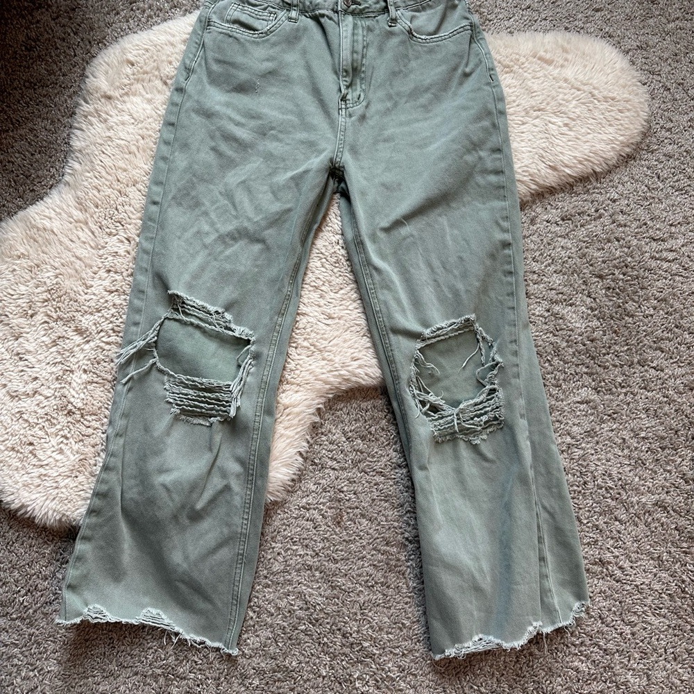 Distressed Green Women's Jeans